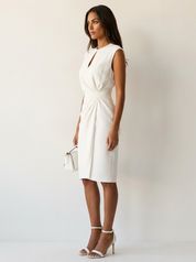 Elegante midi jurk met gedrapeerde taille - Eline