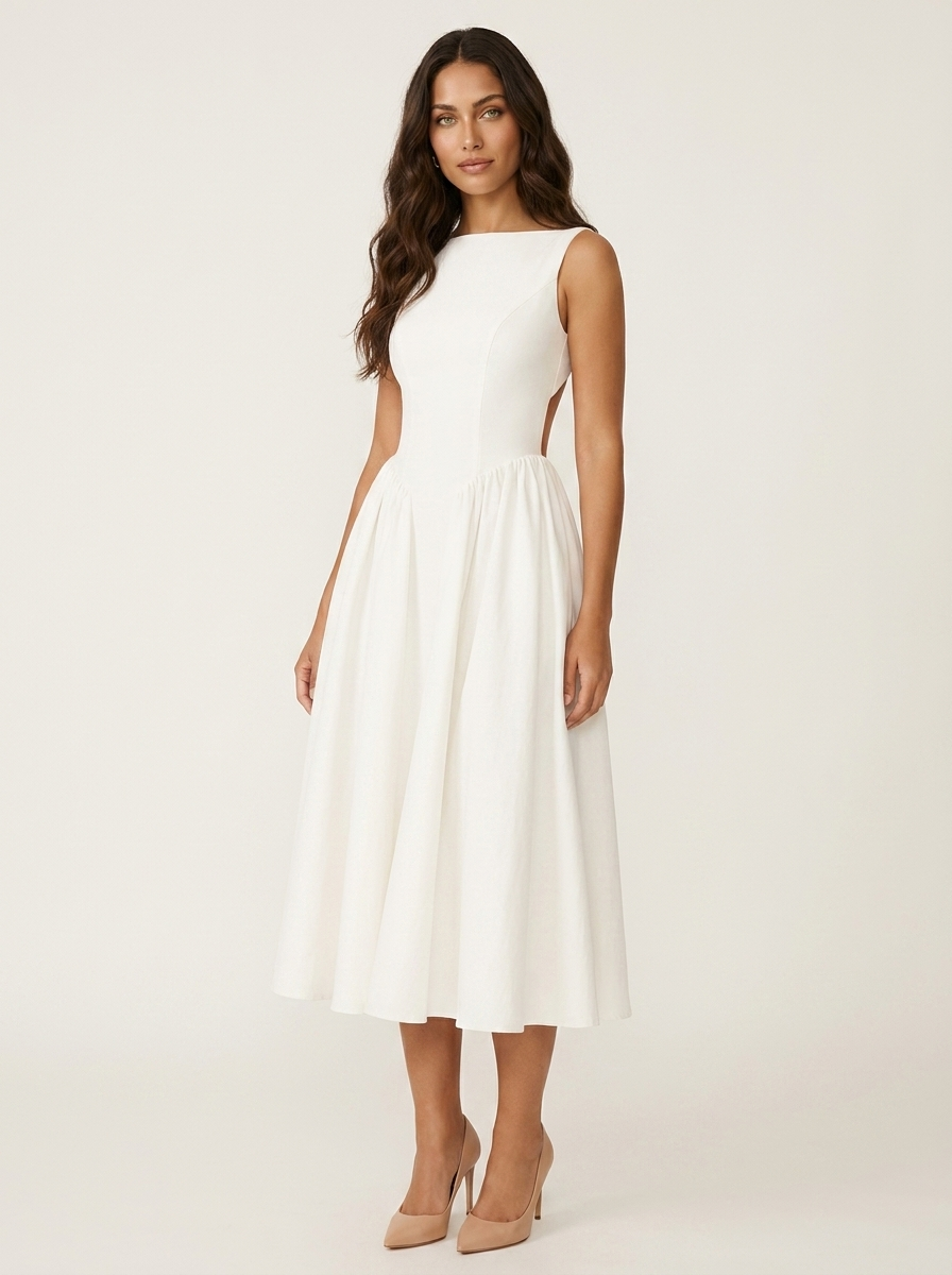 Elegante midi jurk met open rug - Amélie