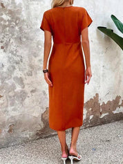 Elegante midi jurk met overslaghals - Luna