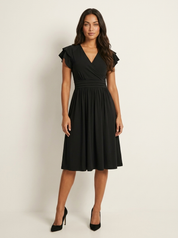 Elegante midi jurk met rufflemouwen - Claire