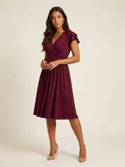 Elegante midi jurk met rufflemouwen - Claire