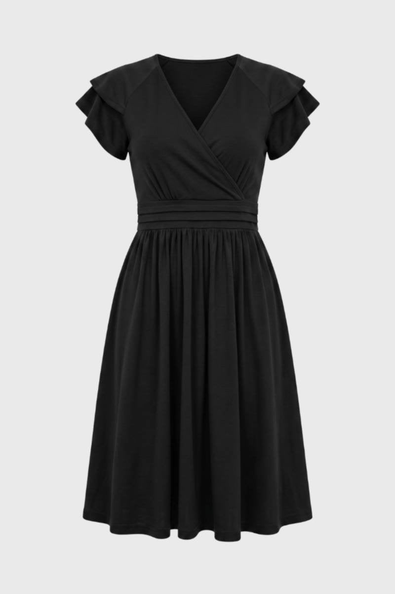 Elegante midi jurk met rufflemouwen - Claire