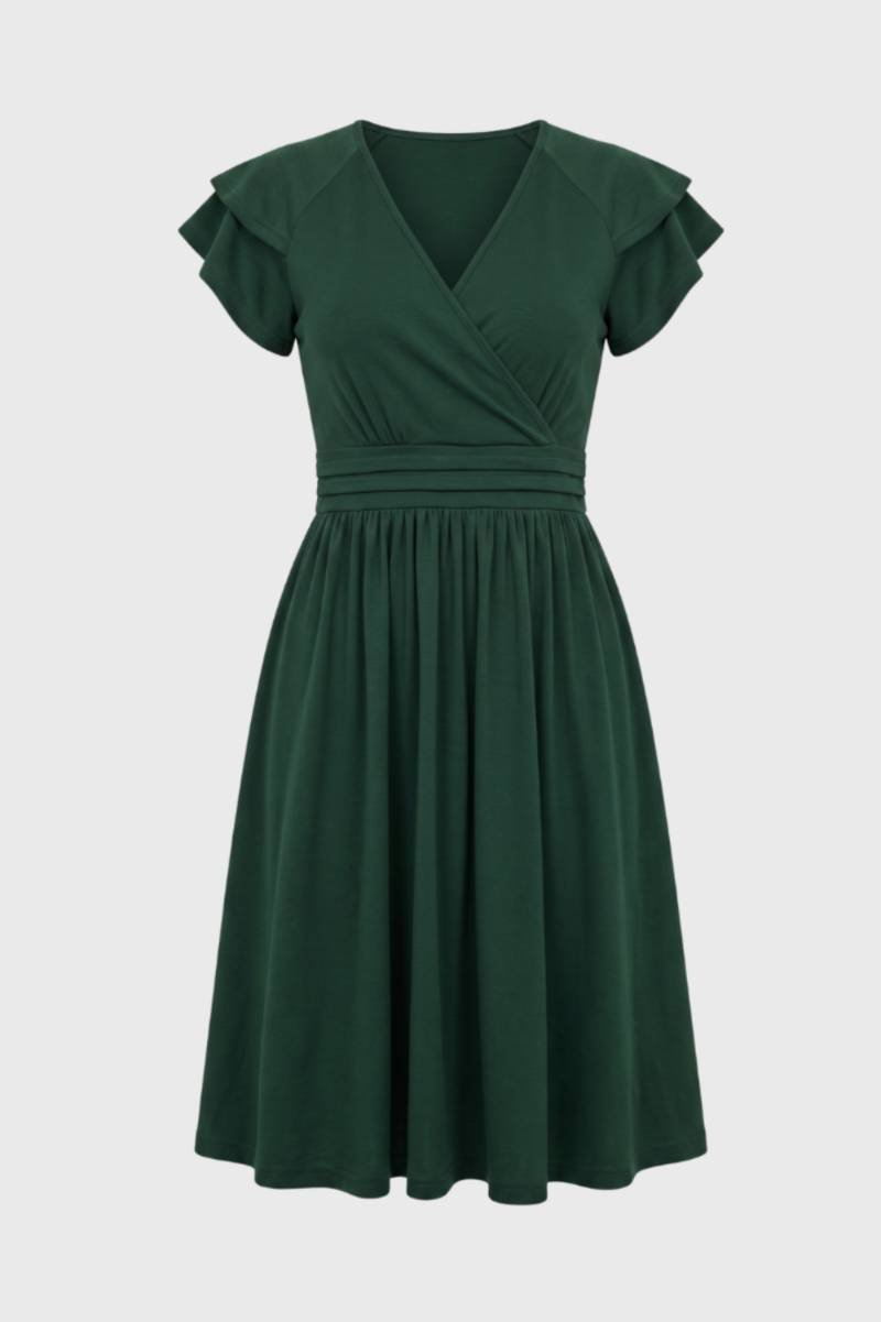 Elegante midi jurk met rufflemouwen - Claire
