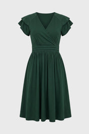 Elegante midi jurk met rufflemouwen - Claire