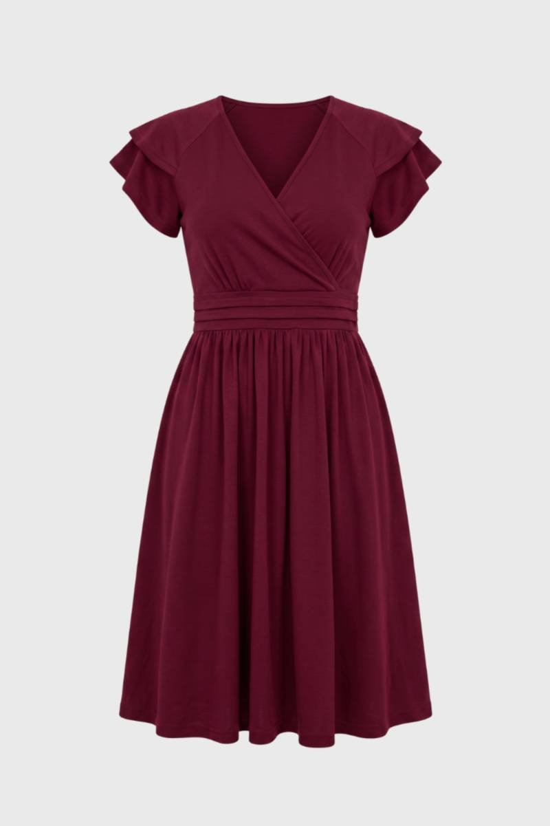 Elegante midi jurk met rufflemouwen - Claire