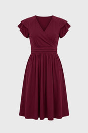 Elegante midi jurk met rufflemouwen - Claire