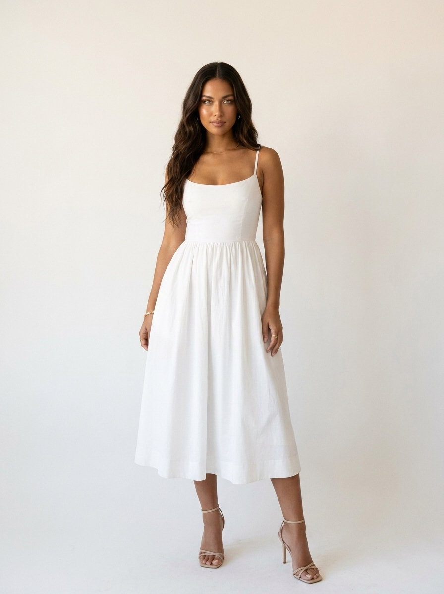 Elegante midi jurk met spaghettibandjes - Elena