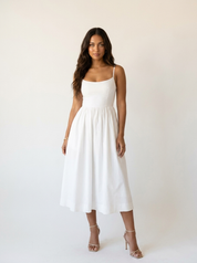 Elegante midi jurk met spaghettibandjes - Elena