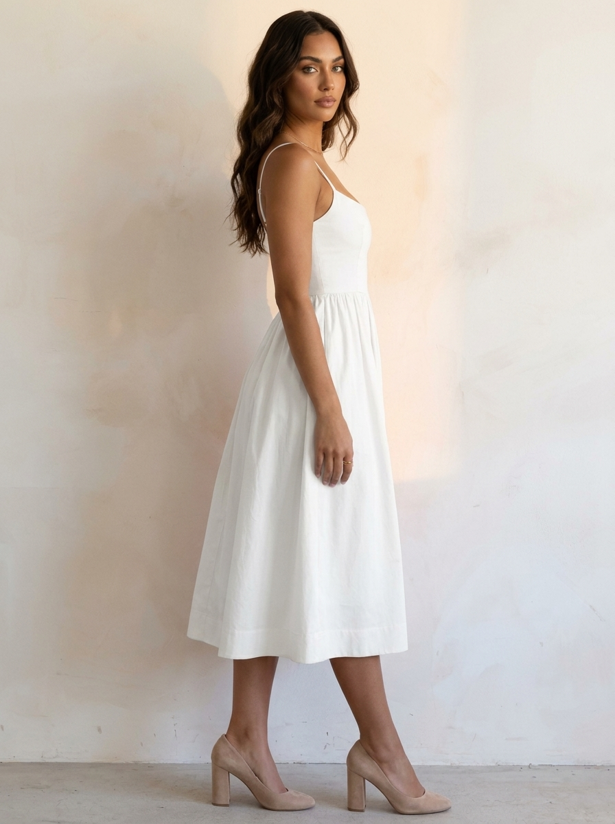 Elegante midi jurk met spaghettibandjes - Elena