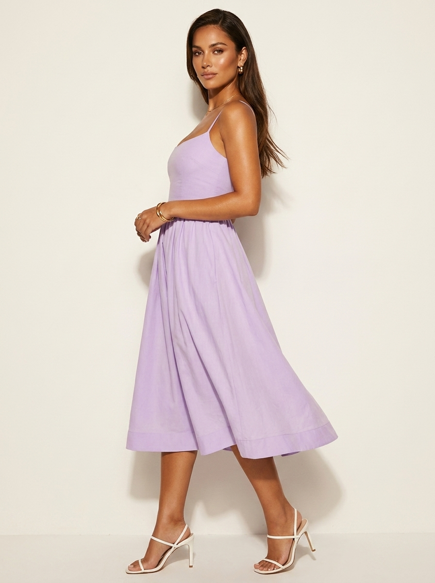 Elegante midi jurk met spaghettibandjes - Elena