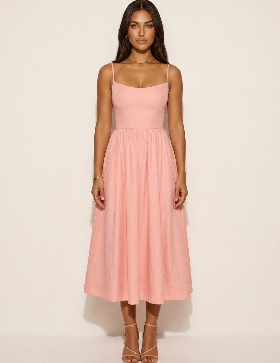 Elegant midi dress with spaghetti straps – Elena