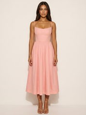 Elegante midi jurk met spaghettibandjes - Elena