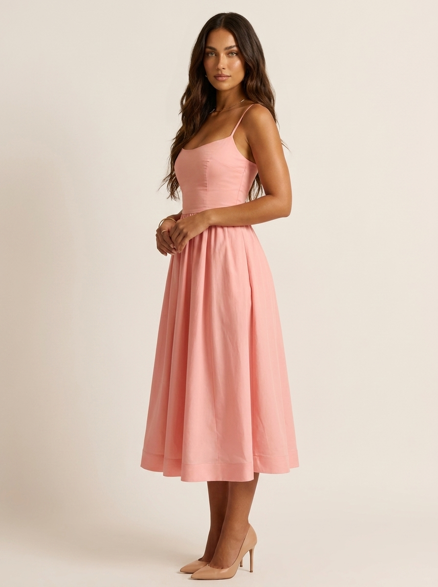 Elegante midi jurk met spaghettibandjes - Elena