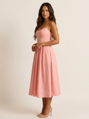 Elegante midi jurk met spaghettibandjes - Elena