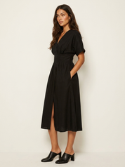 Elegante midi jurk met strikceintuur - Amélie