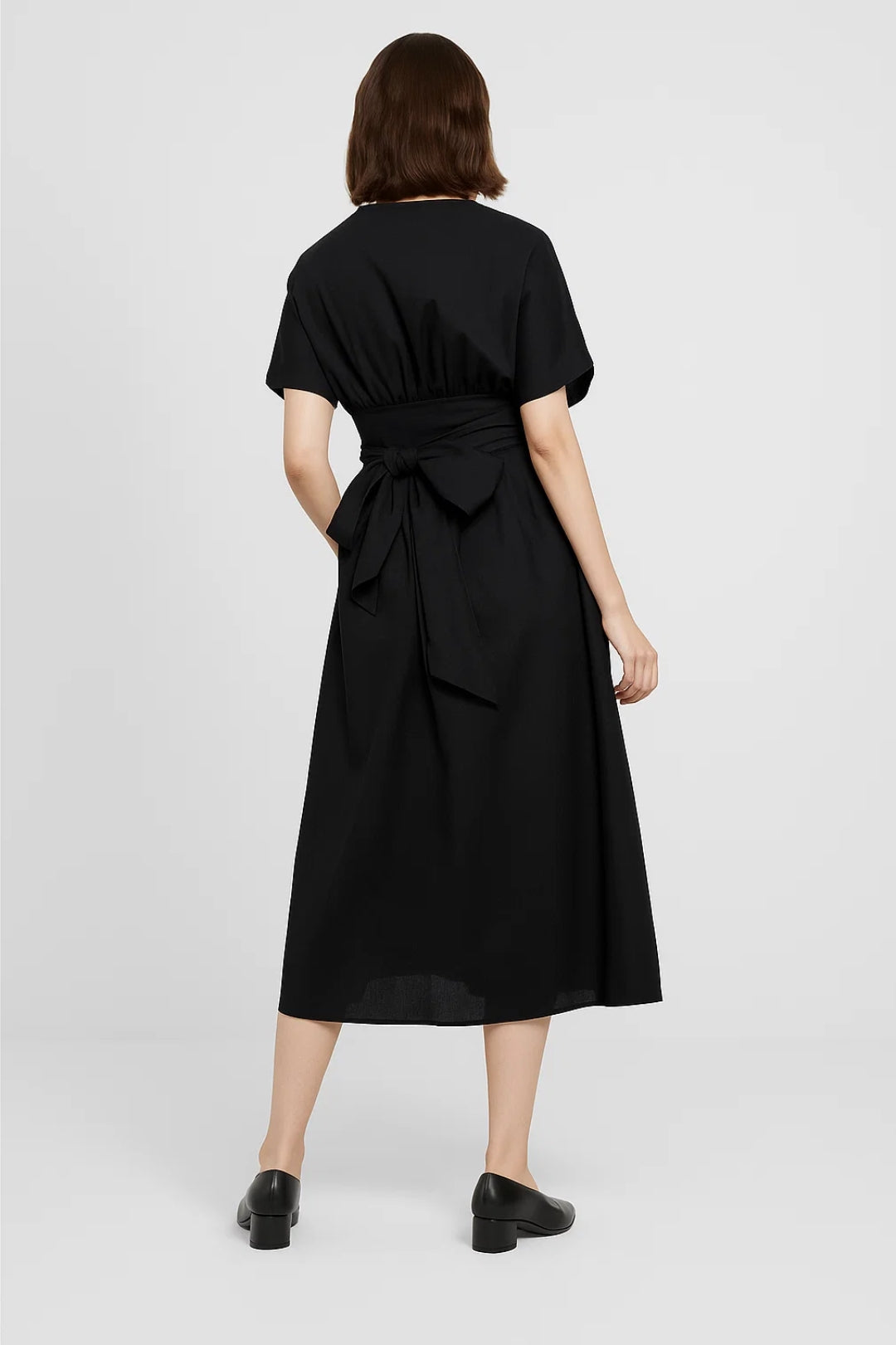 Elegante midi jurk met strikceintuur - Amélie