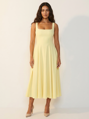 Elegante midi jurk met vierkante halslijn - Amara