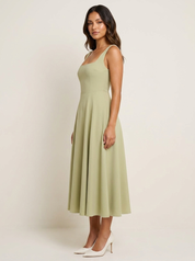 Elegante midi jurk met vierkante halslijn - Amara