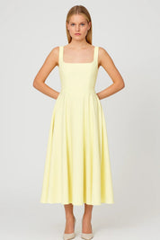 Elegante midi jurk met vierkante halslijn - Amara