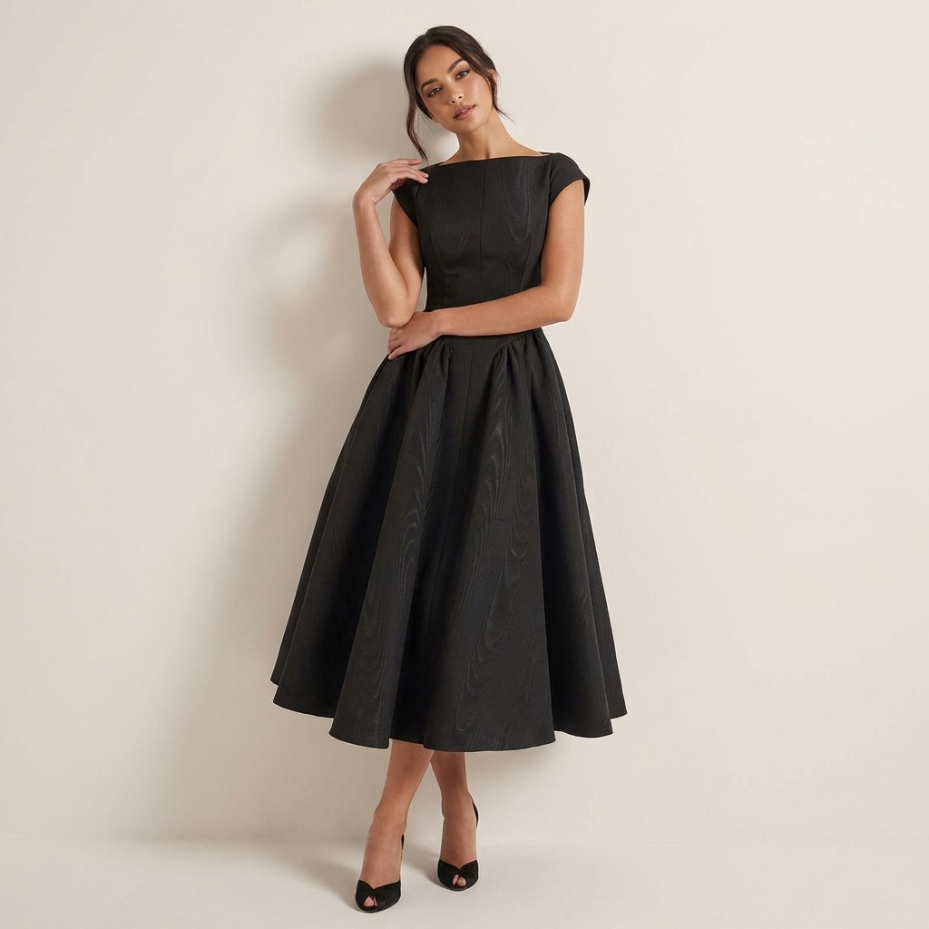 stijlvolle jurk met elegante pasvorm en volle rok