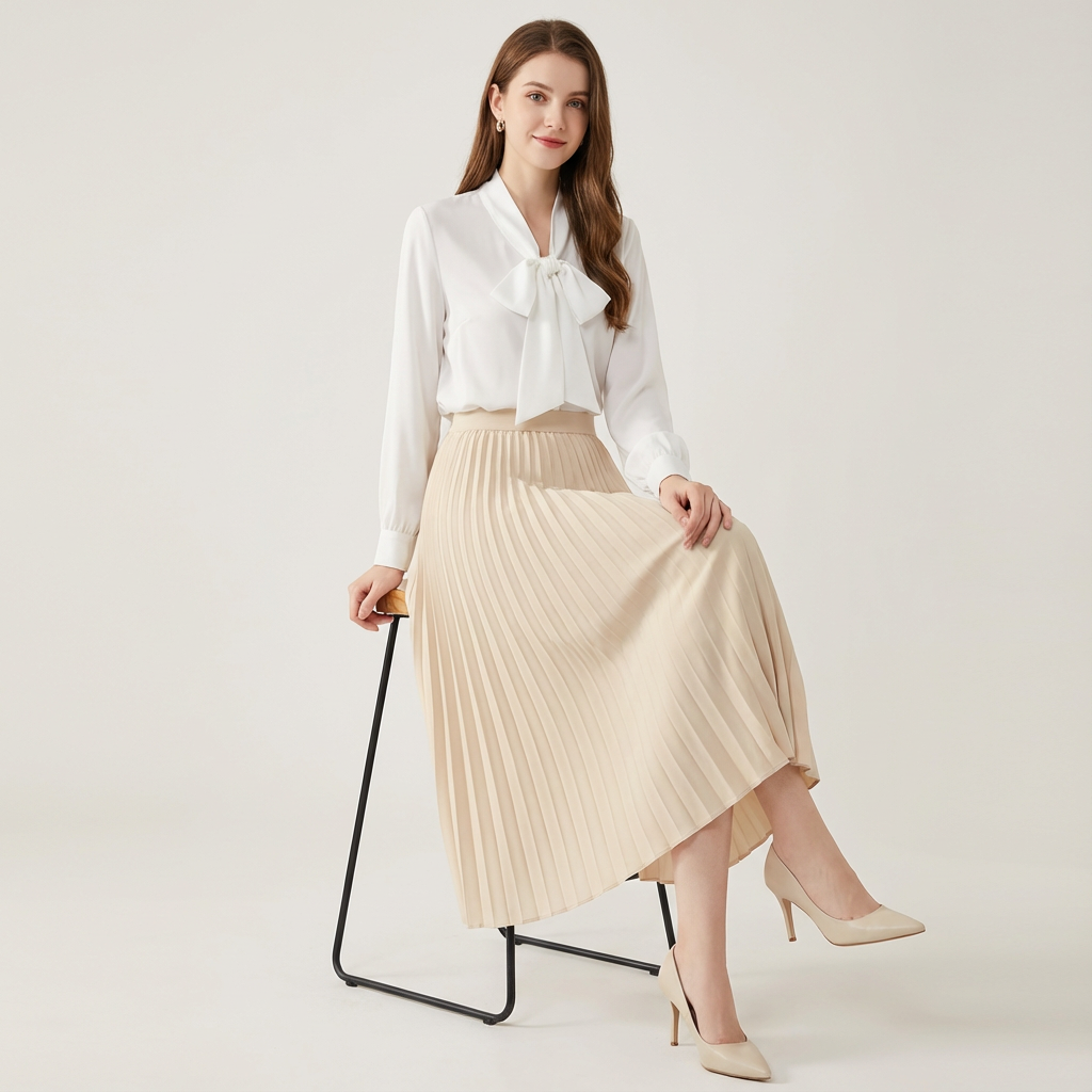 Elegante plissé midi rok - Vivienne