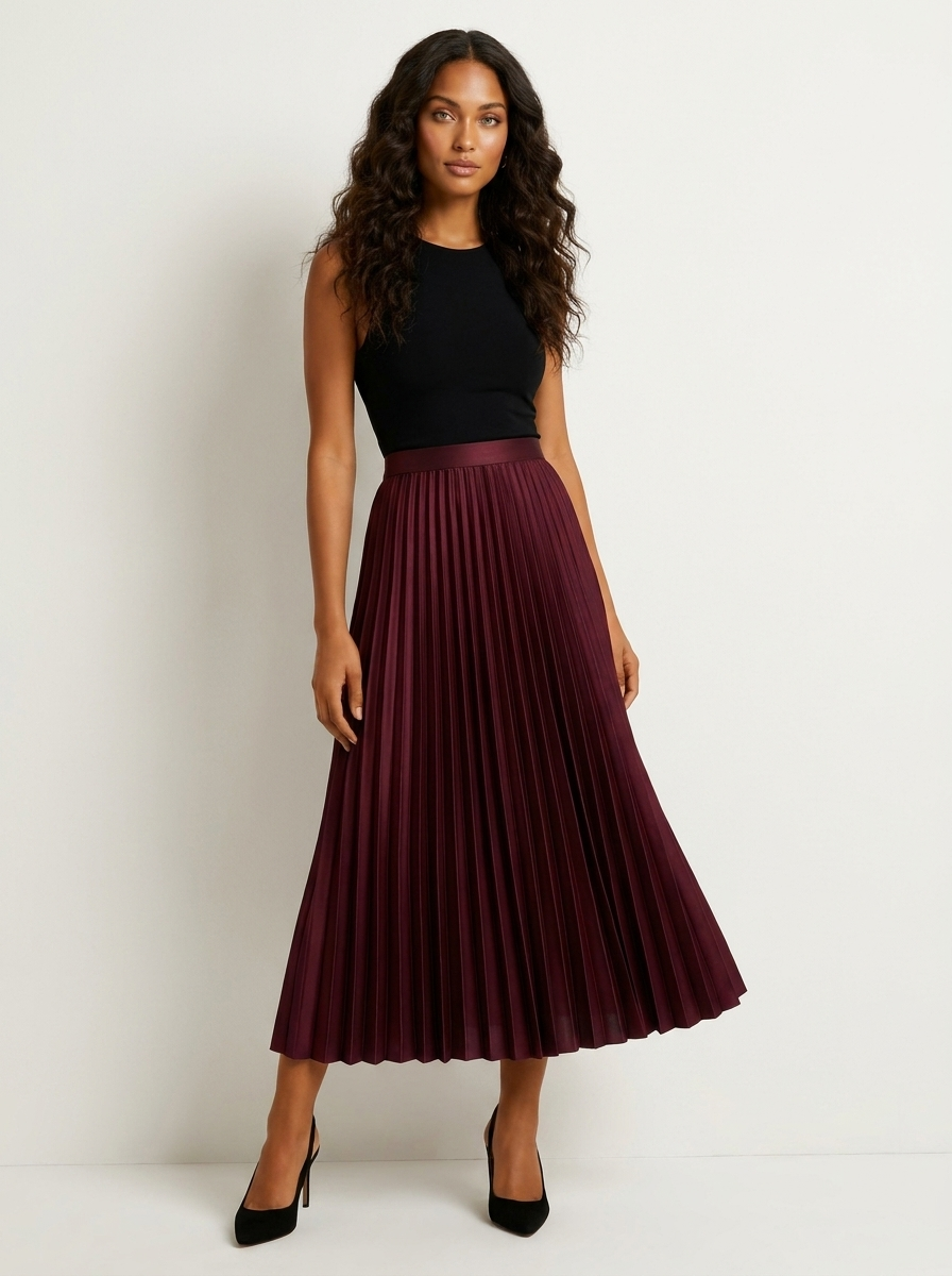 Elegante plissé midi rok - Vivienne