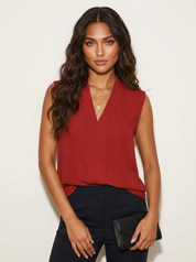 Elegante satijnen V-hals blouse - Maria