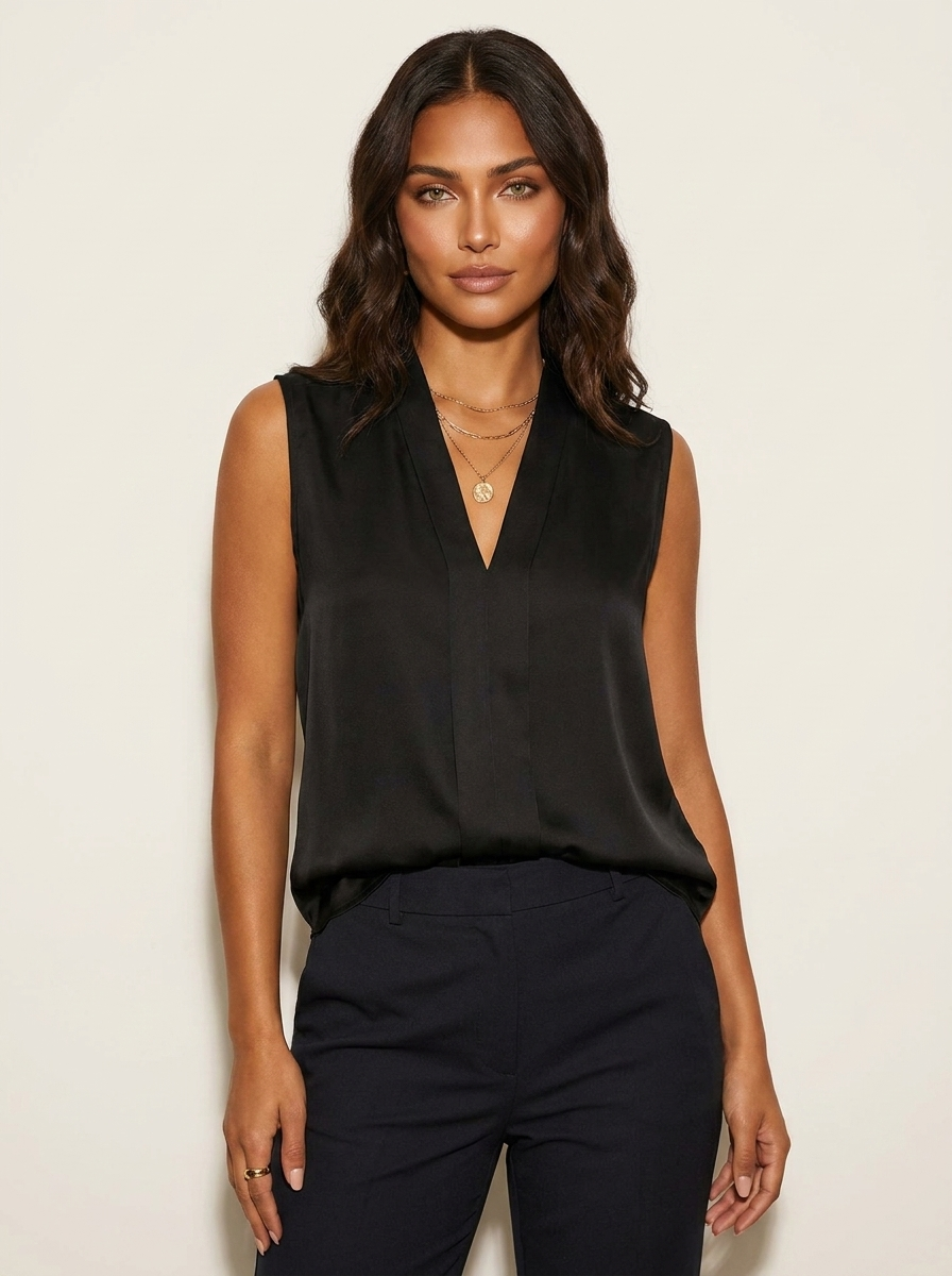 Elegante satijnen V-hals blouse - Maria