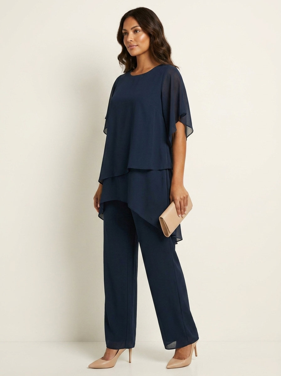 Elegante tweedelige set met een gelaagde top - Camille