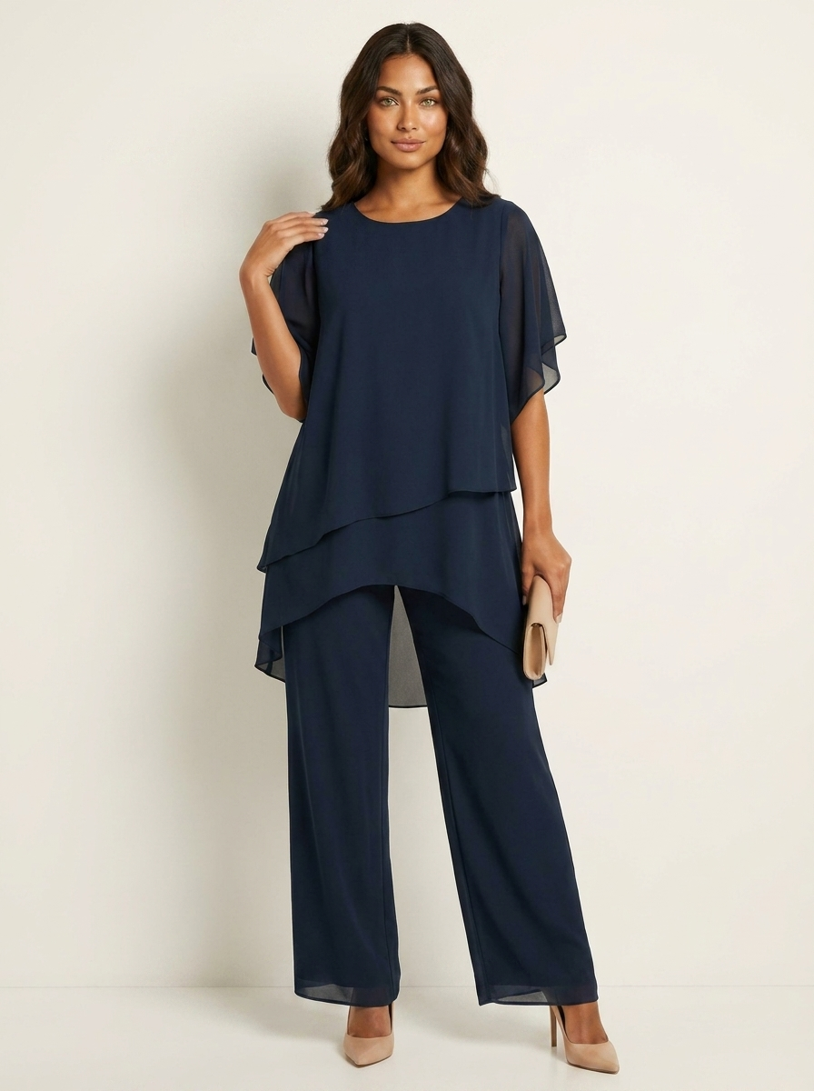 Elegante tweedelige set met een gelaagde top - Camille