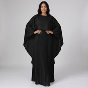 Elegante plissé maxi jurk met vleermuismouwen – Celeste