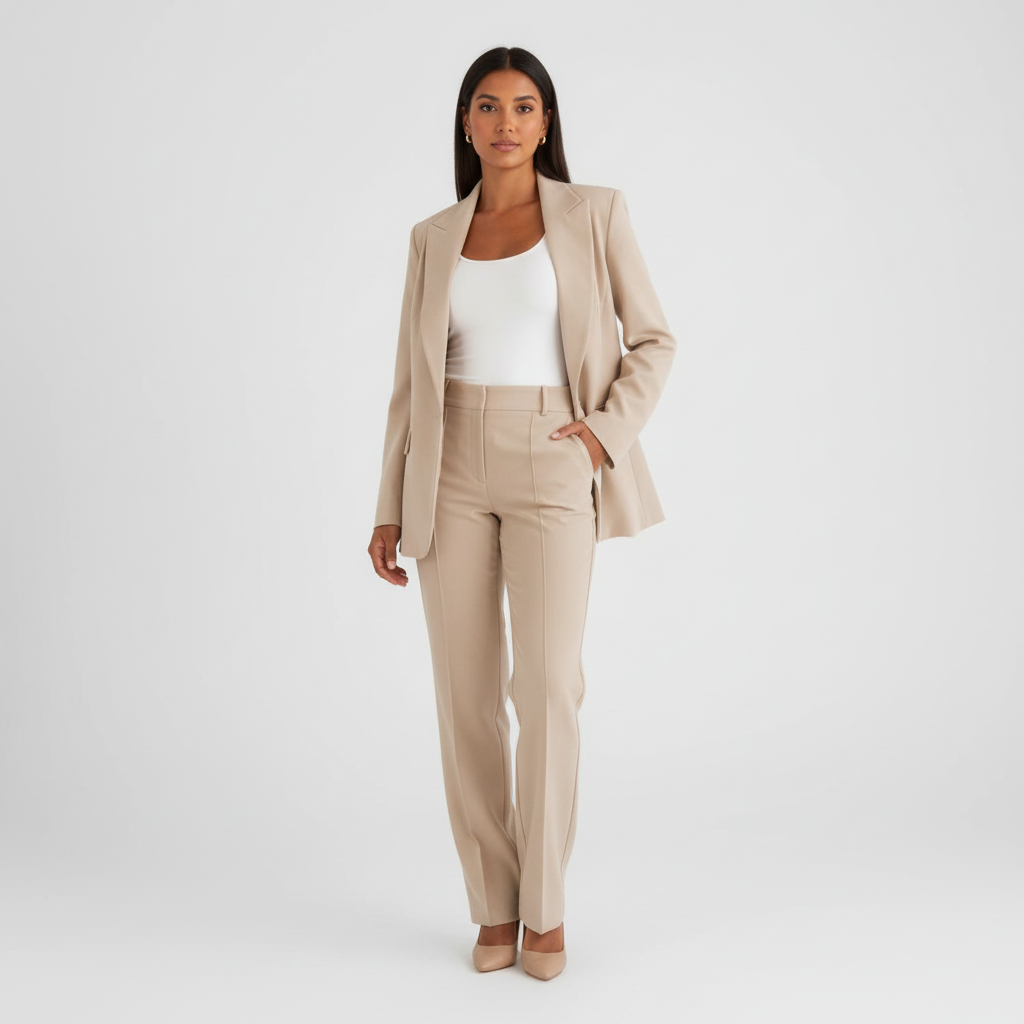 Elegante blazer & pantalon damespak met moderne pasvorm