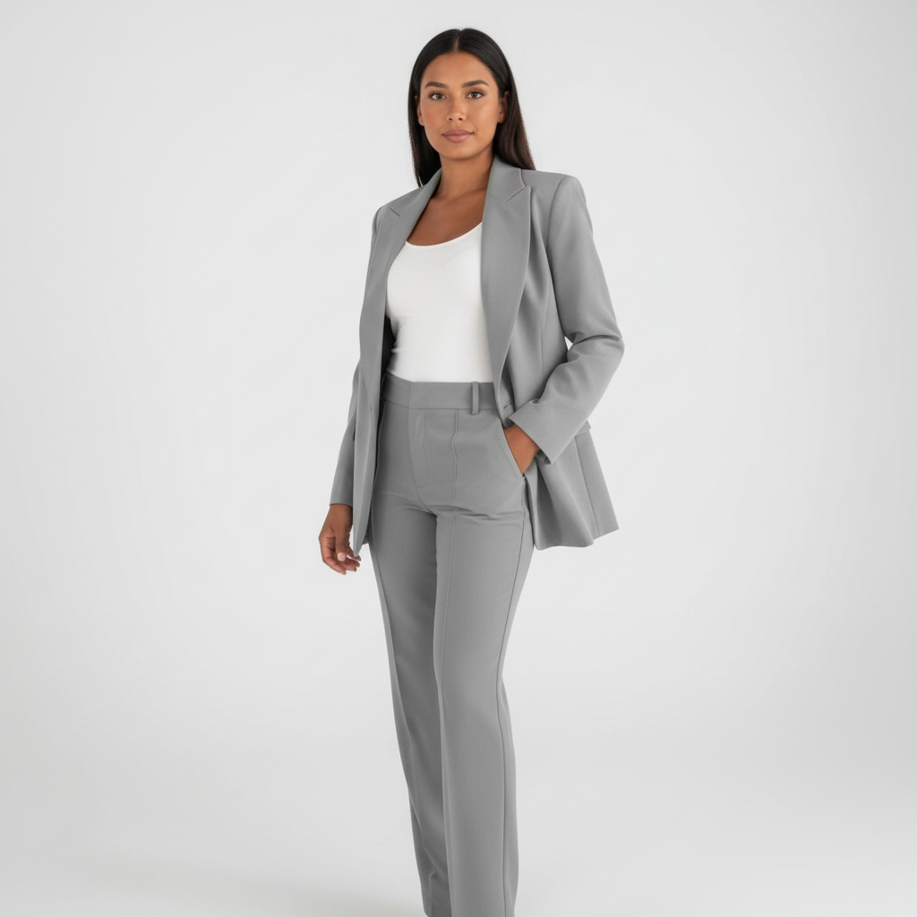 Elegante blazer & pantalon damespak met moderne pasvorm