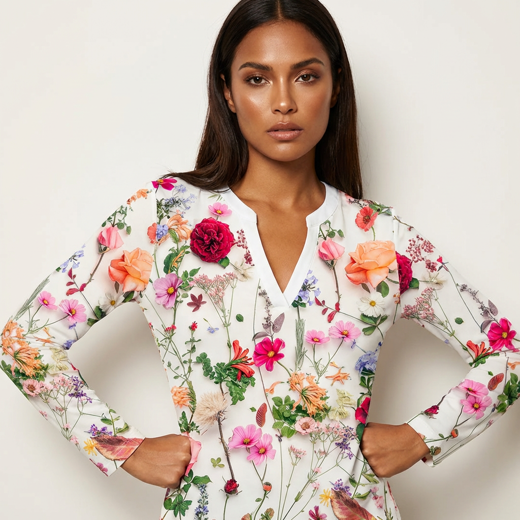 Elegante bloemenprint dames blouse met V-hals – Rosalie