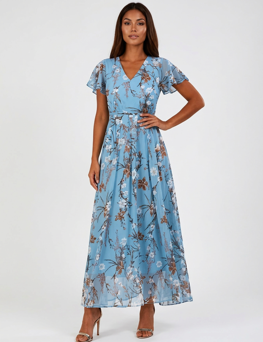 Elegant floral-print maxi dress - Céleste