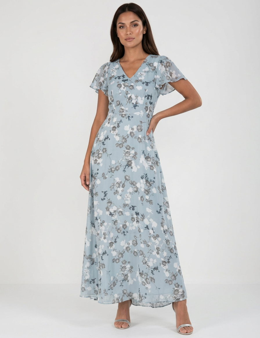 Elegant floral-print maxi dress - Céleste