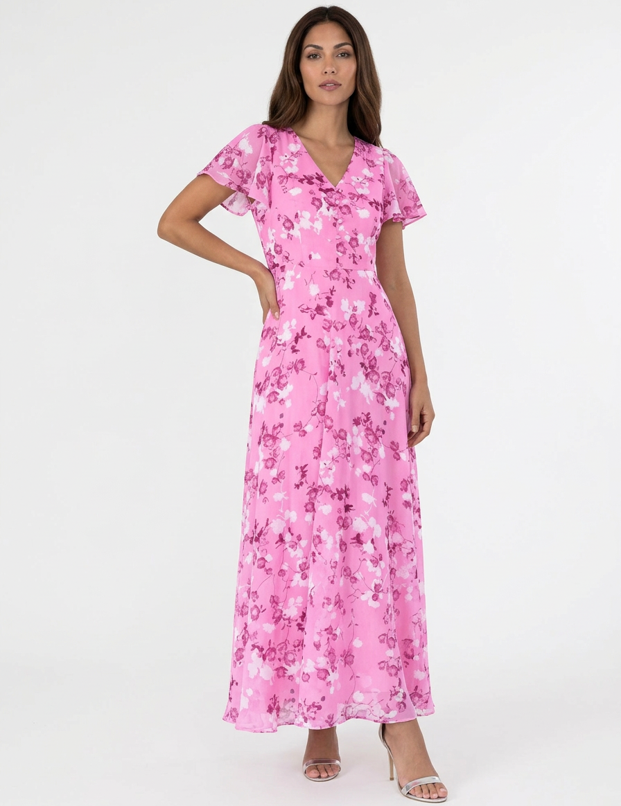 Elegant floral-print maxi dress - Céleste