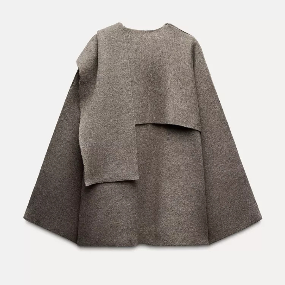 Elegante cape mantel met sjaalkraag en losse pasvorm voor dames