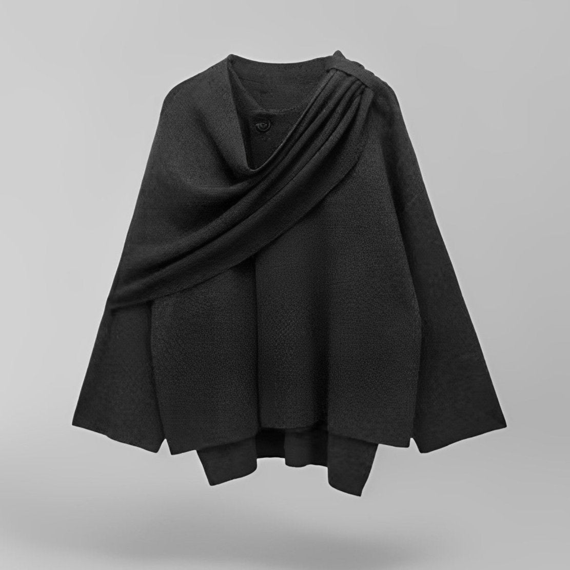 Elegante cape mantel met sjaalkraag en losse pasvorm voor dames