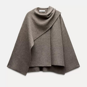 Elegante cape mantel met sjaalkraag en losse pasvorm voor dames