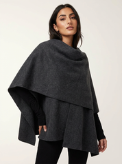 Elegante cape mantel met sjaalkraag en losse pasvorm voor dames