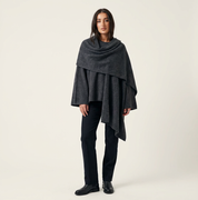 Elegante cape mantel met sjaalkraag en losse pasvorm voor dames