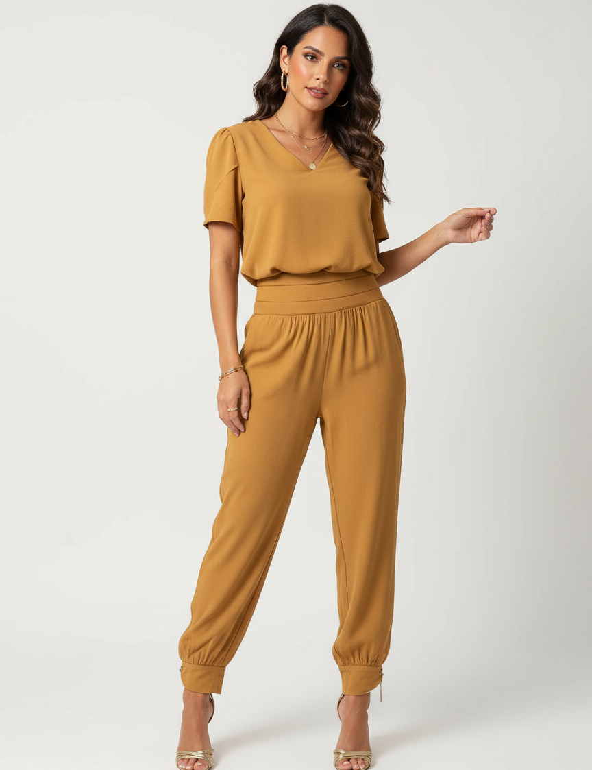 Elegant comfort set with V-neck – Elara