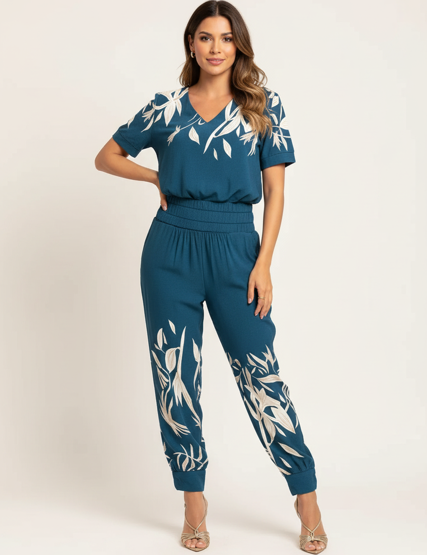 Elegant comfort set with V-neck – Elara