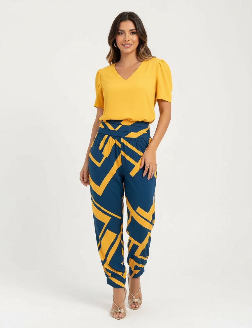 Elegant comfort set with V-neck – Elara
