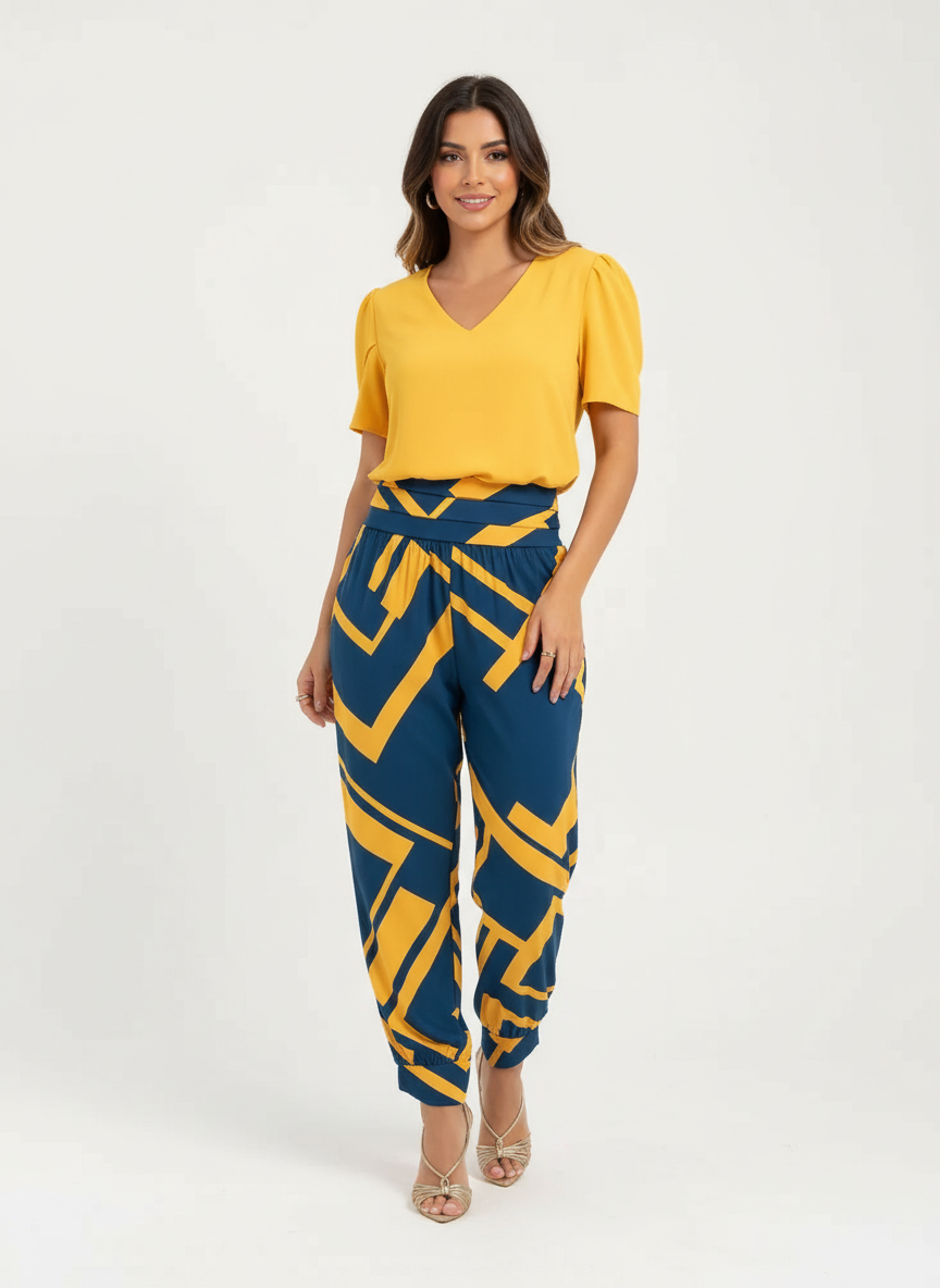 Elegante comfort set met V-hals – Elara