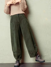 Elegante corduroy high-waist broek – Amélie