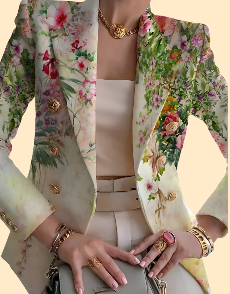 Elegante damesblazer met bloemenaccent – Valentina