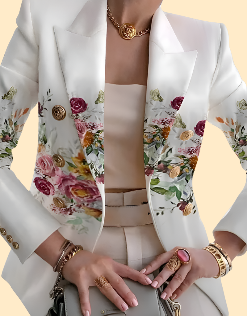Elegante damesblazer met bloemenaccent – Valentina