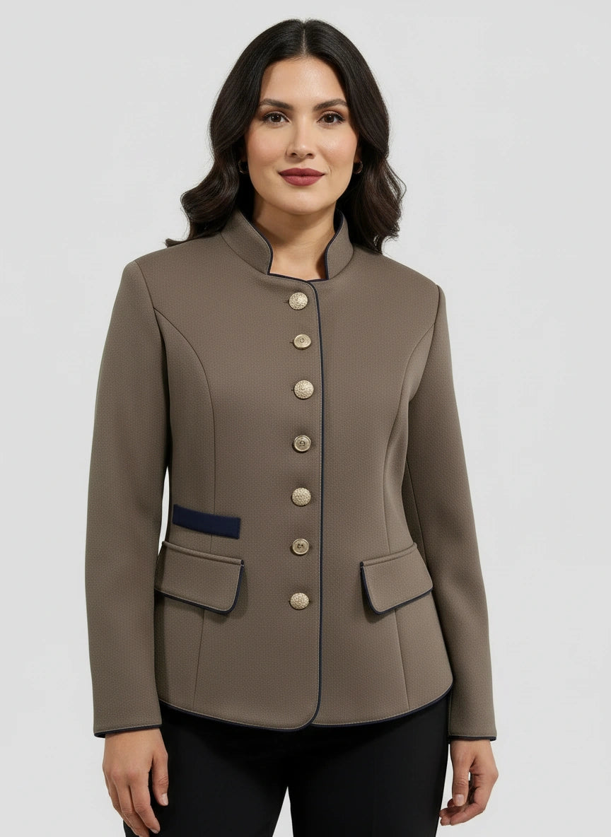 Elegante damesblazer met structuurstof en luxe knopen